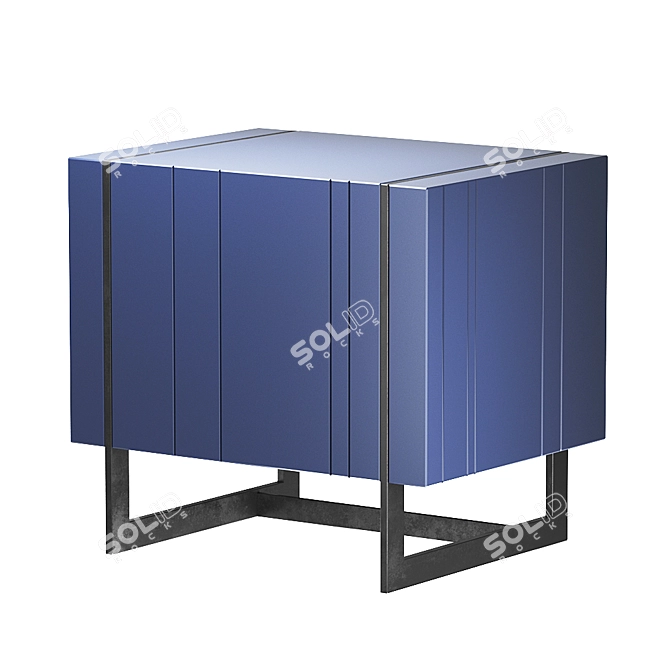 Blue Olsen Bedside Table with Metal Legs 3D model image 1