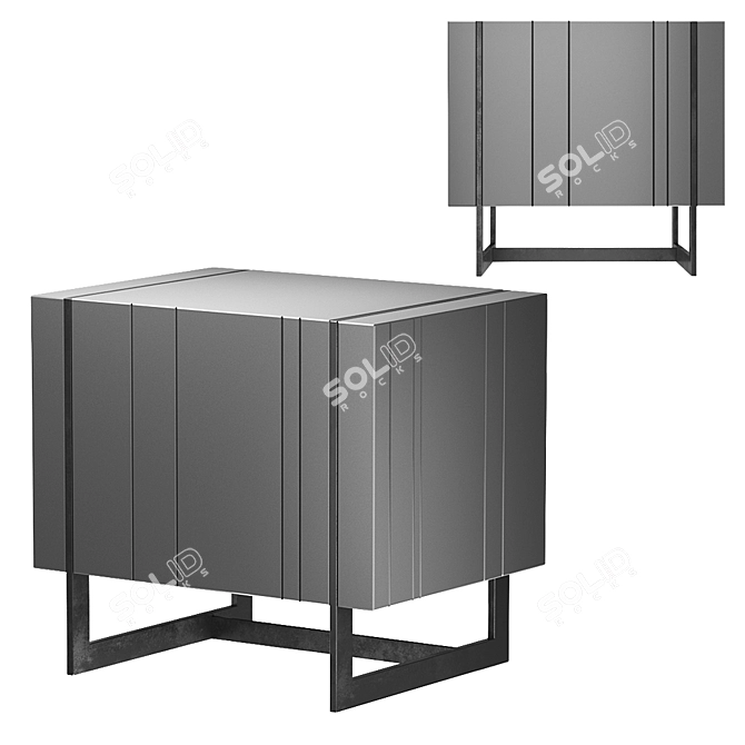 Blue Olsen Bedside Table with Metal Legs 3D model image 2