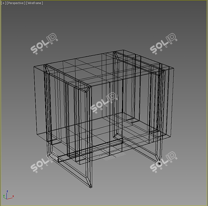 Blue Olsen Bedside Table with Metal Legs 3D model image 3