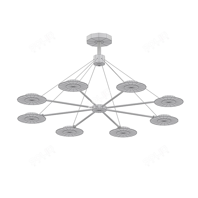 Radiant Acrylic Disc LED Chandelier 3D model image 2
