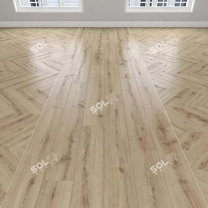 Oak Parquet Flooring | Herringbone, Linear, Chevron 3D model image 1