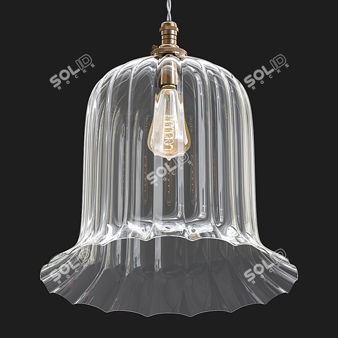 Ribbed Glass Pendant Light 3D model image 1