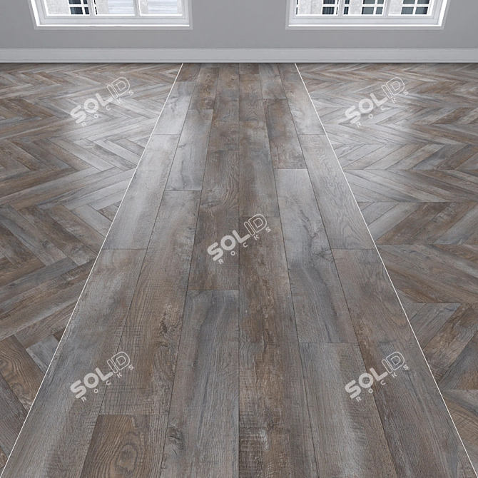  Oak Parquet Collection: Herringbone, Linear & Chevron 3D model image 1