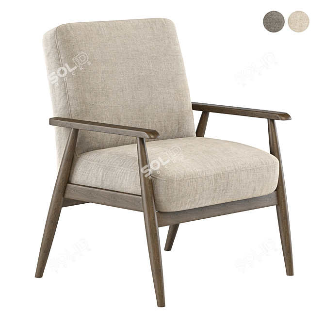 Modern Wood Frame Accent Chair 3D model image 1