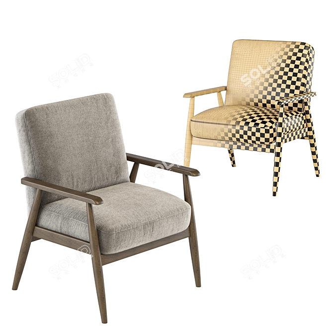 Modern Wood Frame Accent Chair 3D model image 4