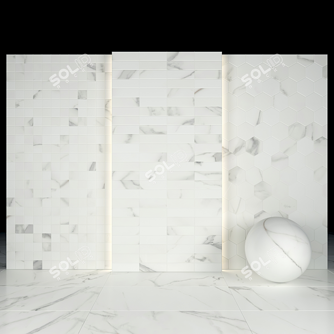 Elegant Afyon White Marble Collection 3D model image 3