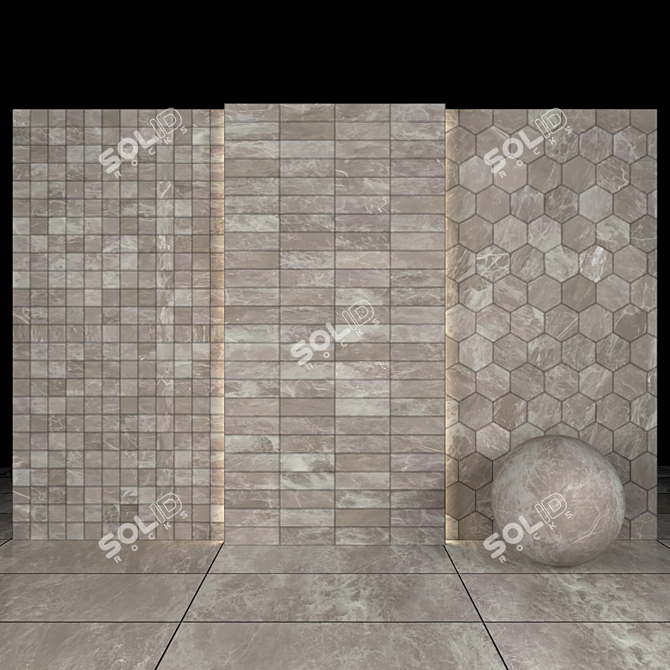 Savoia Gray Marble: Versatile Textured Tiles 3D model image 3