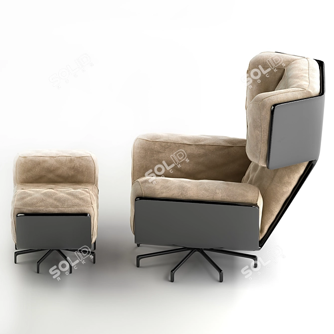 Elevate Your Comfort with HOMEDIT Wing-Lounge Chair 3D model image 3