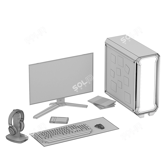 High Performance Gaming PC Set 3D model image 5