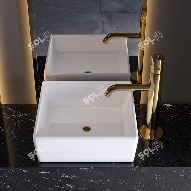 Modern 3-Piece Bathroom Set 3D model image 2