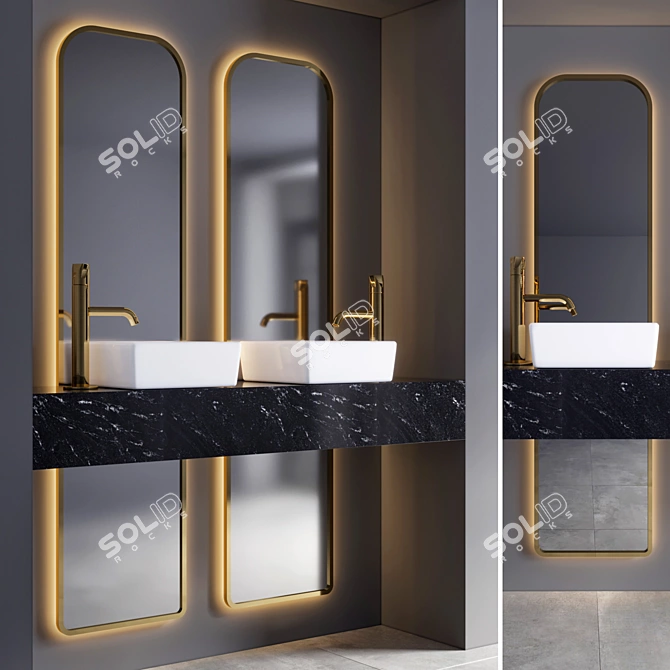 Modern 3-Piece Bathroom Set 3D model image 3