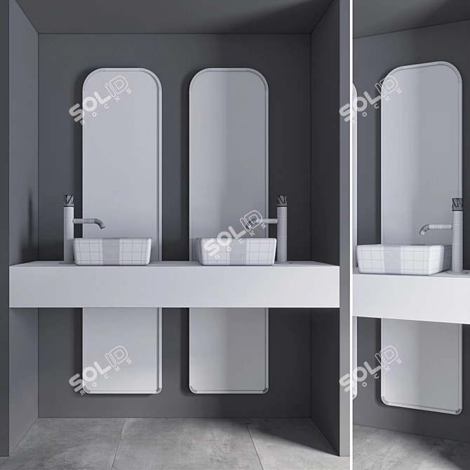 Modern 3-Piece Bathroom Set 3D model image 4