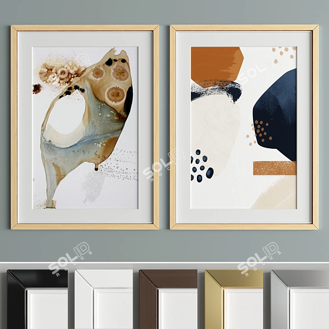 Modern Multi-Material Art Frame 3D model image 2