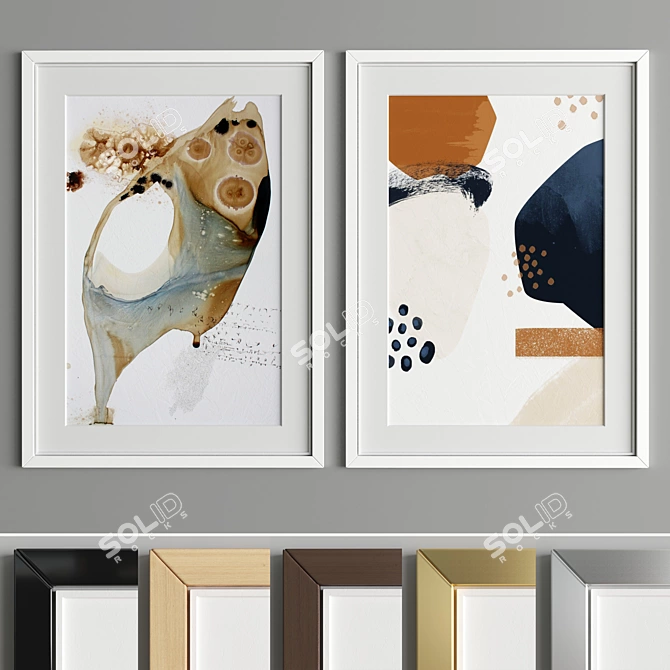 Modern Multi-Material Art Frame 3D model image 3