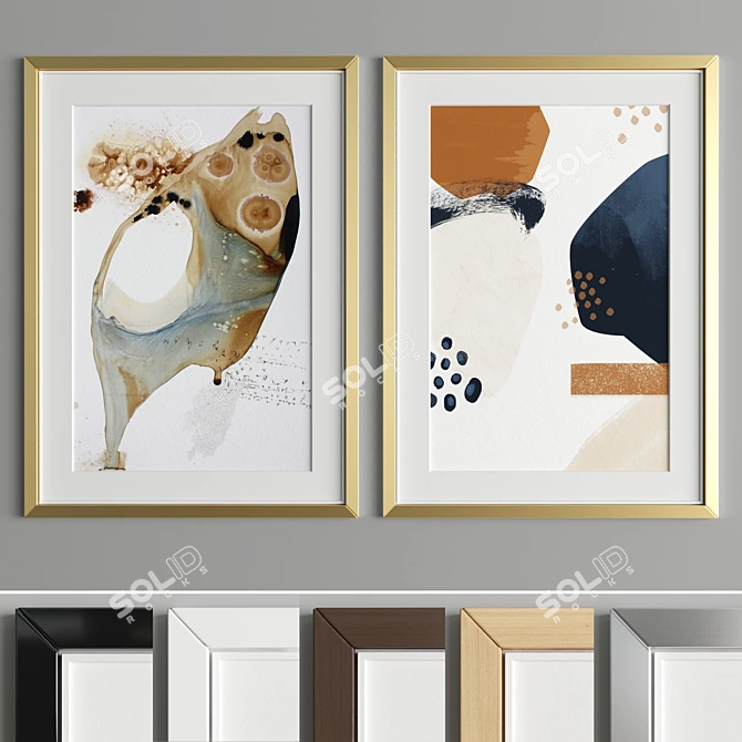 Modern Multi-Material Art Frame 3D model image 4