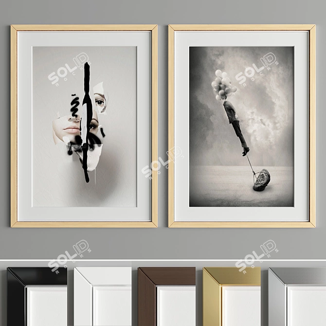 Modern Art Frame A48 - 6 Material Options 3D model image 2