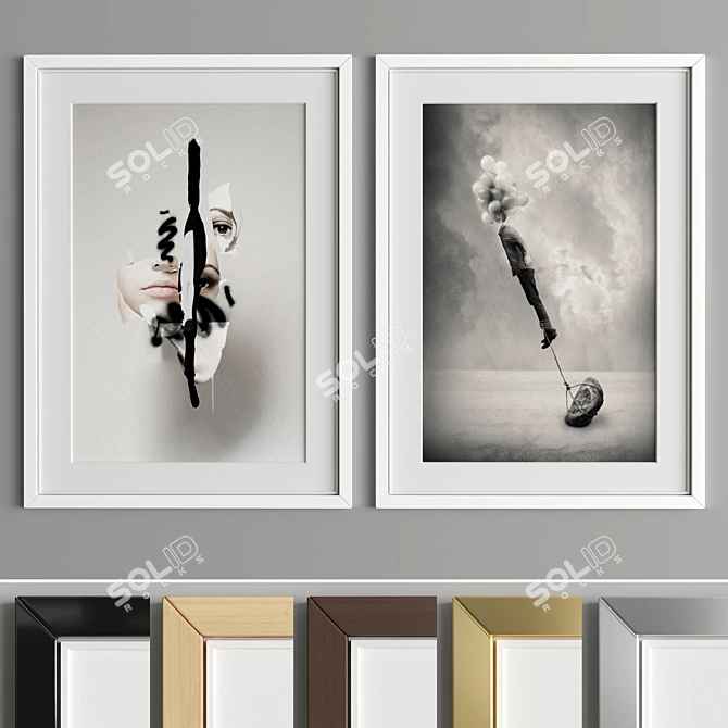 Modern Art Frame A48 - 6 Material Options 3D model image 3