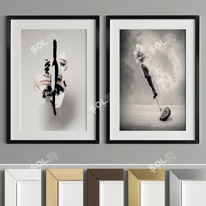 Modern Art Frame A48 - 6 Material Options 3D model image 4