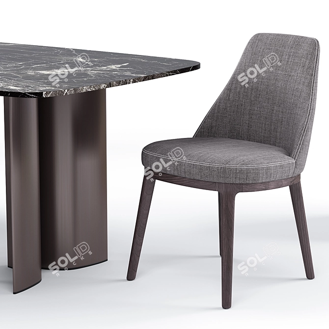 Sleek Lucylle Dining Chair & Gullwing Table Set 3D model image 2