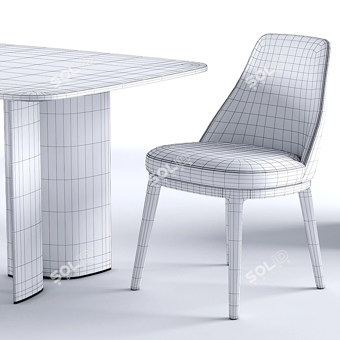 Sleek Lucylle Dining Chair & Gullwing Table Set 3D model image 5