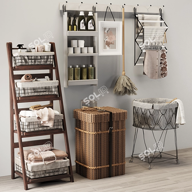 Elegant Laundry Decor Set 3D model image 1