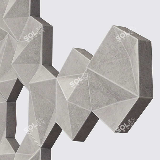 Hexagon Concrete Panel Set 3D model image 4
