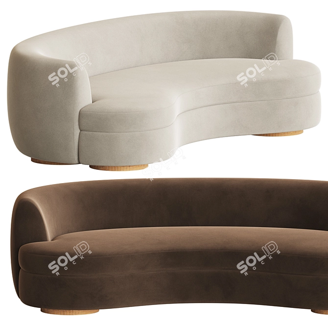 Sennen Curved Velvet Sofa: Elegant Seating Solution 3D model image 4