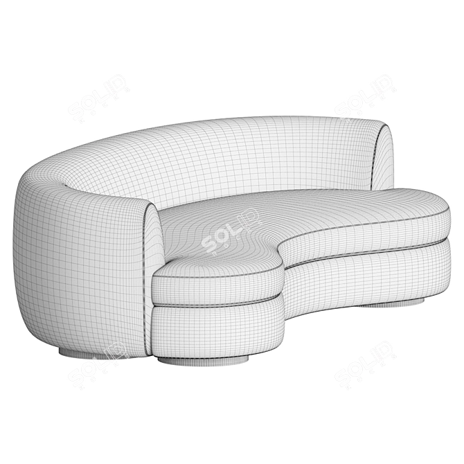 Sennen Curved Velvet Sofa: Elegant Seating Solution 3D model image 5