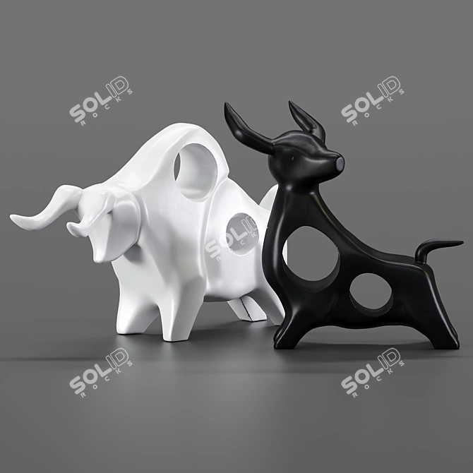 Bohemian Cowbull Decor 3D model image 2