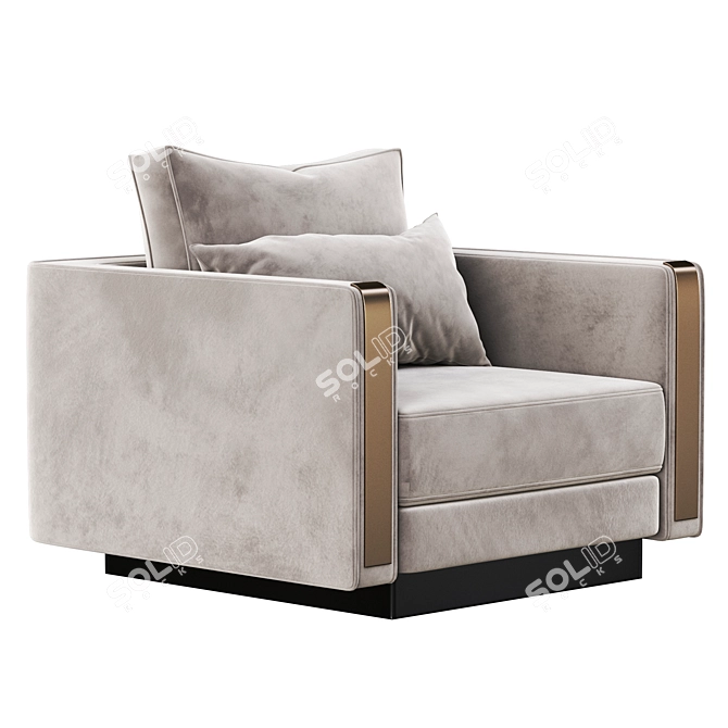 Modern Gray Carmen Armchair 3D model image 3