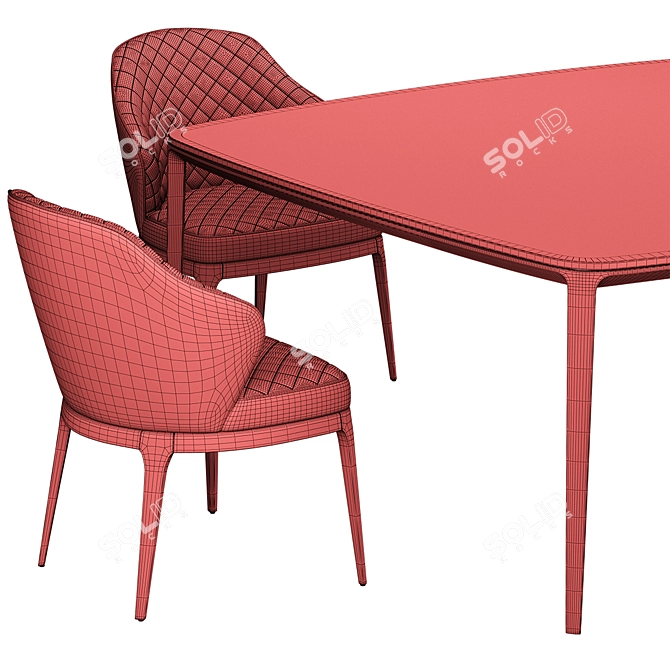 Poliform HENRY Table & DEAN Chair Set 3D model image 5