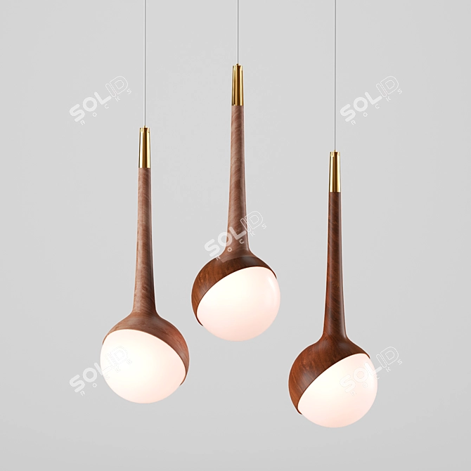 Wooden Frame LED Pendant Light 3D model image 1