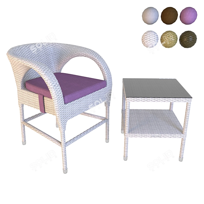 OM STULER Round Back Chair & Coffee Table Set 3D model image 3