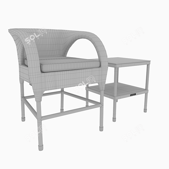 OM STULER Round Back Chair & Coffee Table Set 3D model image 4