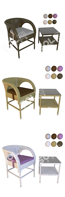 OM STULER Round Back Chair & Coffee Table Set 3D model image 6