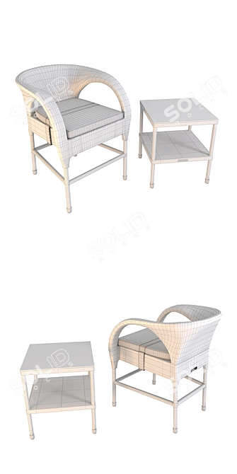 OM STULER Round Back Chair & Coffee Table Set 3D model image 9