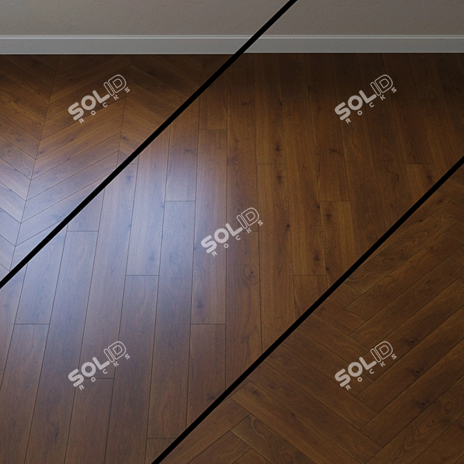 Burnt Sienna Oak Parquet Board 3D model image 1