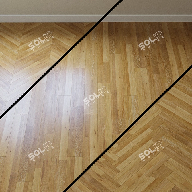 Stunning Ivory Stonewashed Oak Parquet 3D model image 1