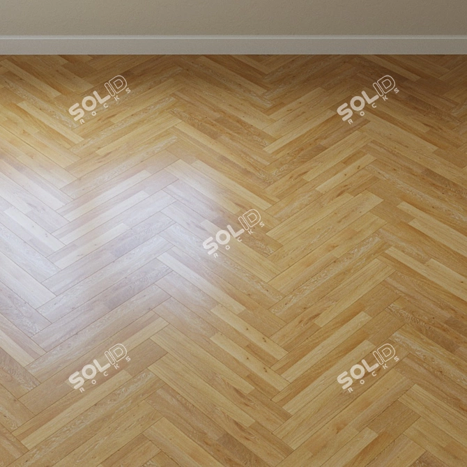 Stunning Ivory Stonewashed Oak Parquet 3D model image 3