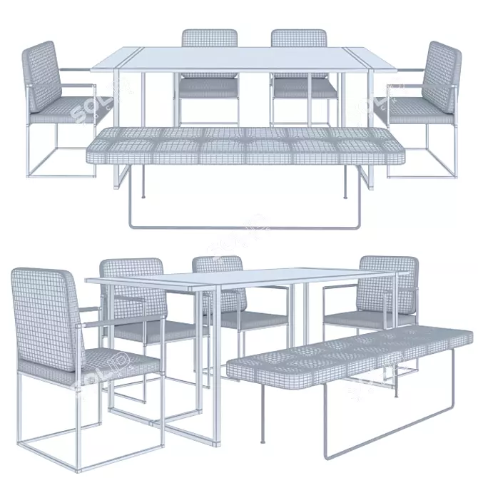 Elegant Dining Set: Tables & Chairs 3D model image 2