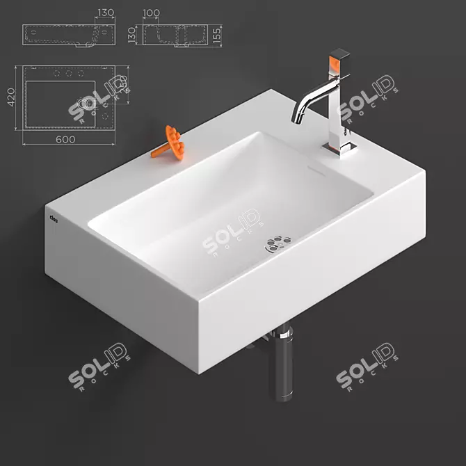 Clou Flush Washbasin - Stylish and Versatile 3D model image 1