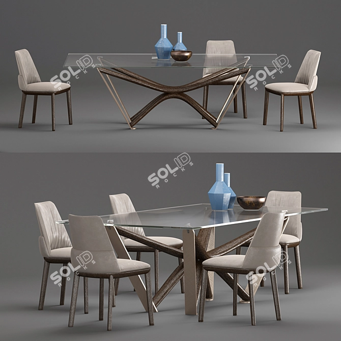 Elegant Marathon Dining Set 3D model image 1