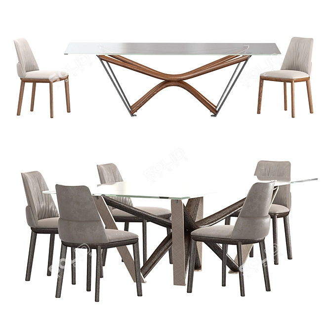 Elegant Marathon Dining Set 3D model image 5