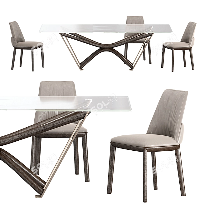 Elegant Marathon Dining Set 3D model image 7