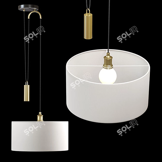 Teo Antique Brass Pendant: Classic Elegance with a Modern Twist 3D model image 1