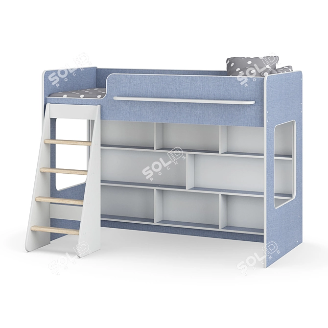 Modular Loft Bed Set in White 3D model image 2