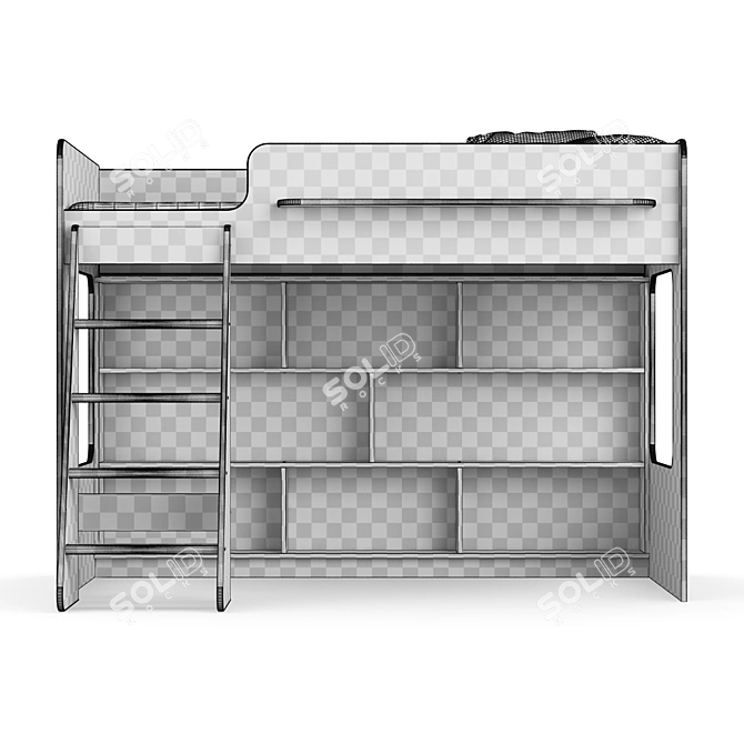 Modular Loft Bed Set in White 3D model image 4