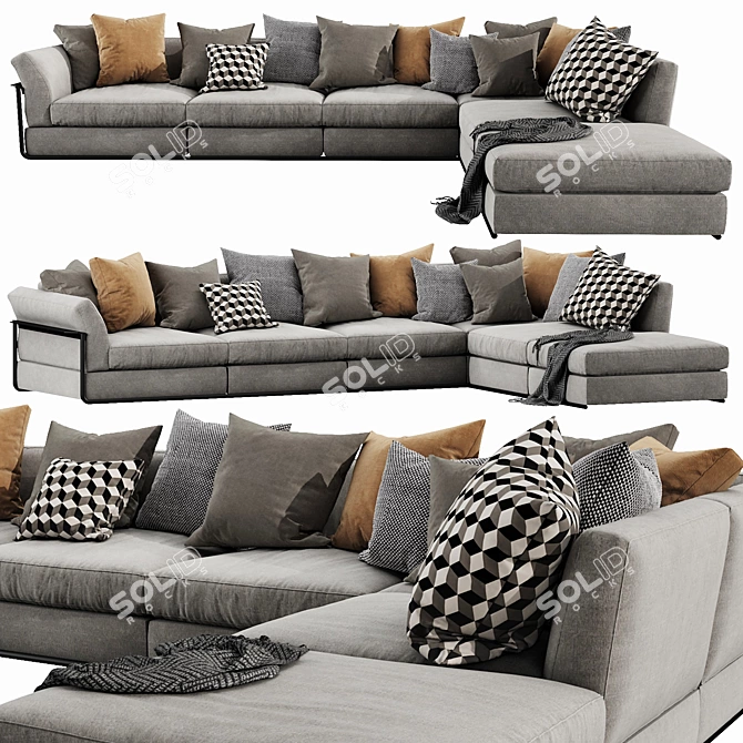 Sleek Flexform Zeno Sectional: Modern Design for Ultimate Comfort 3D model image 1