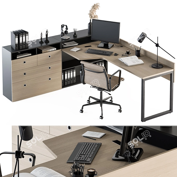 Executive Office Furniture Set 3D model image 2