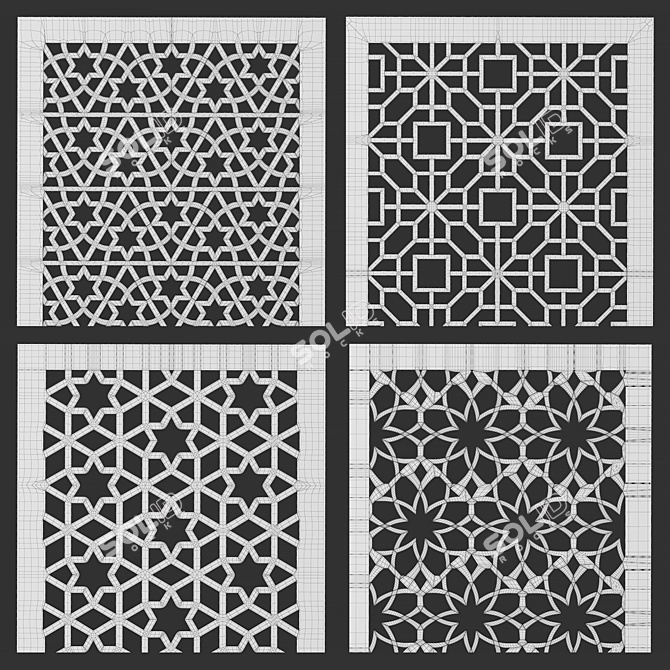 Decorative Panel Set: 15 Unique Designs 3D model image 4